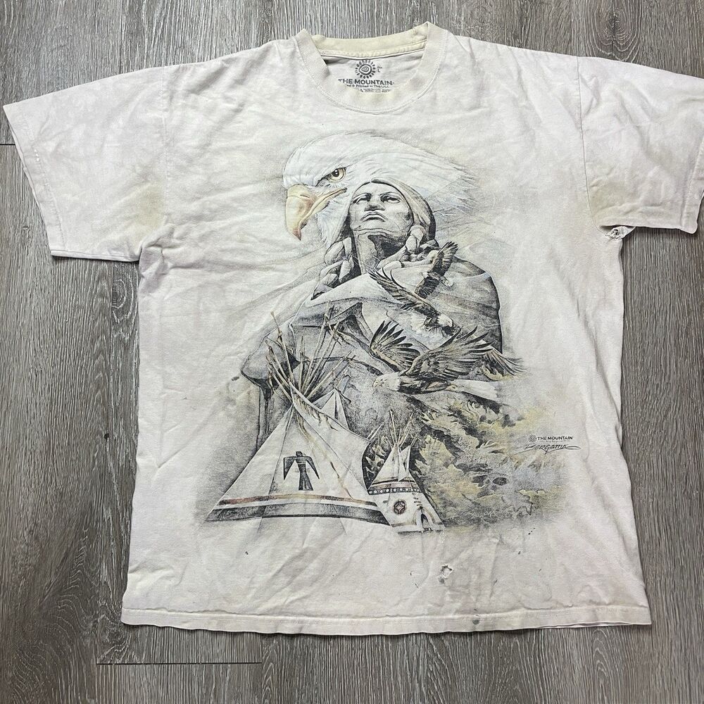 Men's THE MOUNTAIN Beige Tie Dye 2016 Jody Bergsma Beige T-Shirt Size L